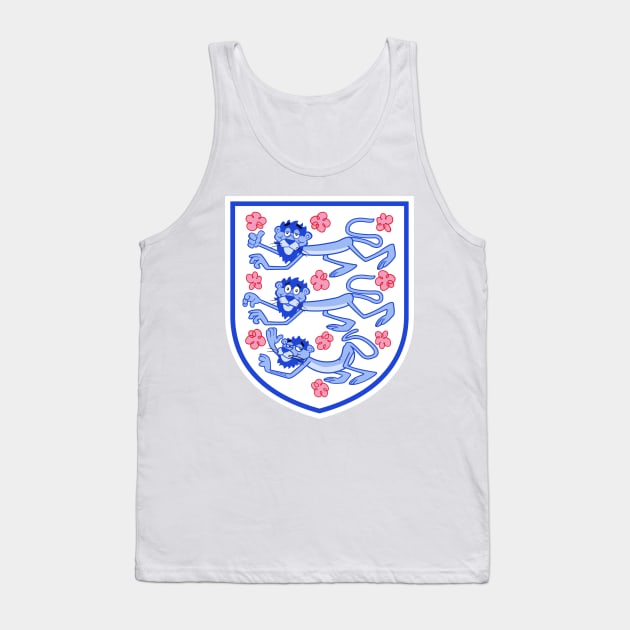 Three lions 3 lions with English pink tudor roses, plus cartoon panther on a blue shield Tank Top by jimmy-digital